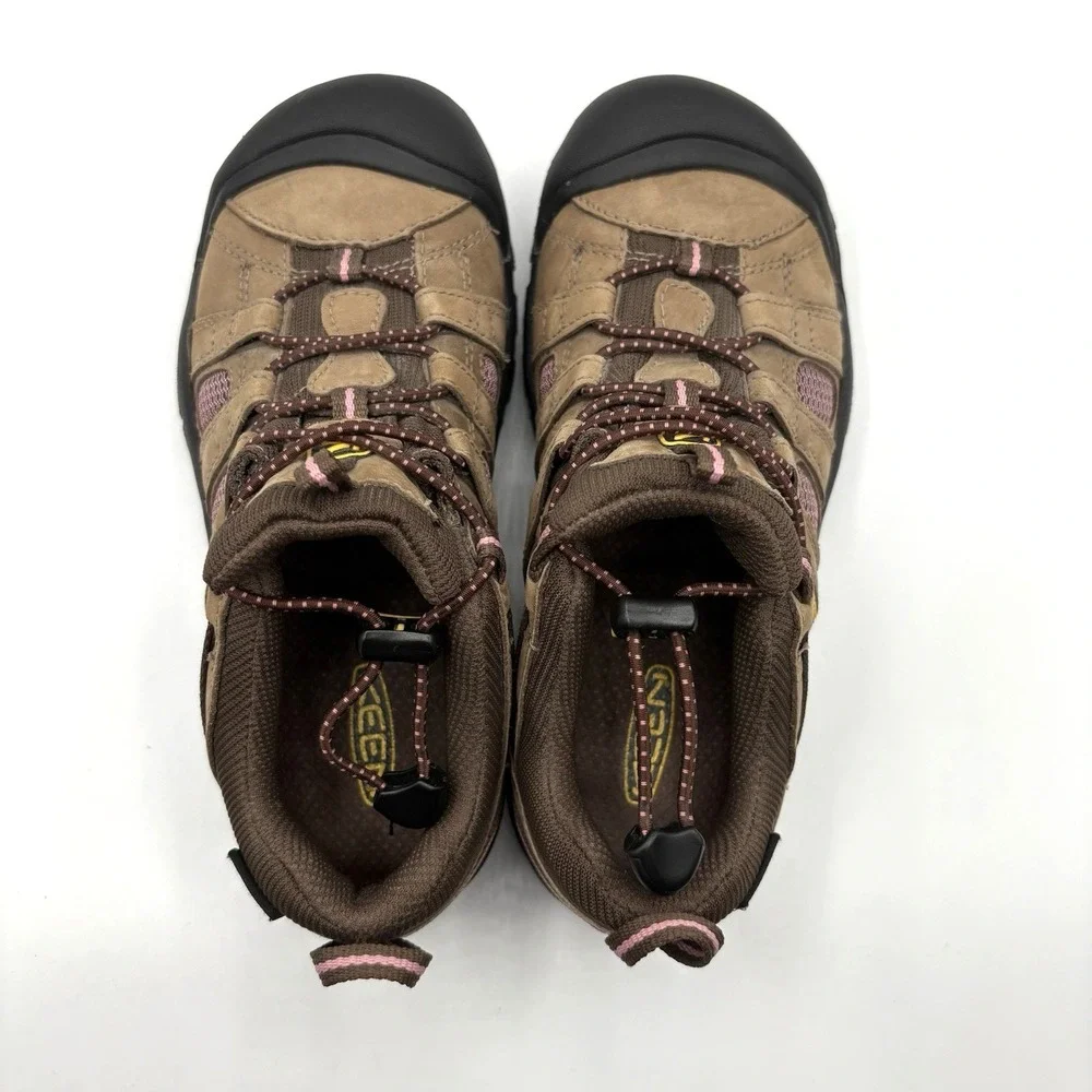 KEEN Hiking‎ Shoes Big Kid Size 3 Brown Pink Waterproof Outdoor Shoe